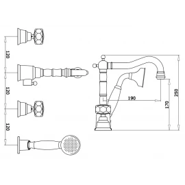 Смеситель врезной для ванны Ganzer 09034D