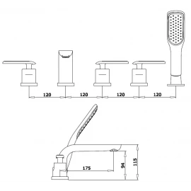 Смеситель врезной для ванны (черный/хром) Ganzer 52031C