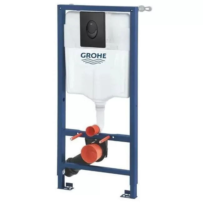 Инсталляция с черной овальной кнопкой Grohe Rapid