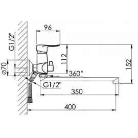 Смеситель для ванны 22003 Hansen 