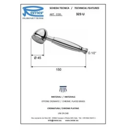 Лейка хромированная душевая 323 U (латунь) Remer 